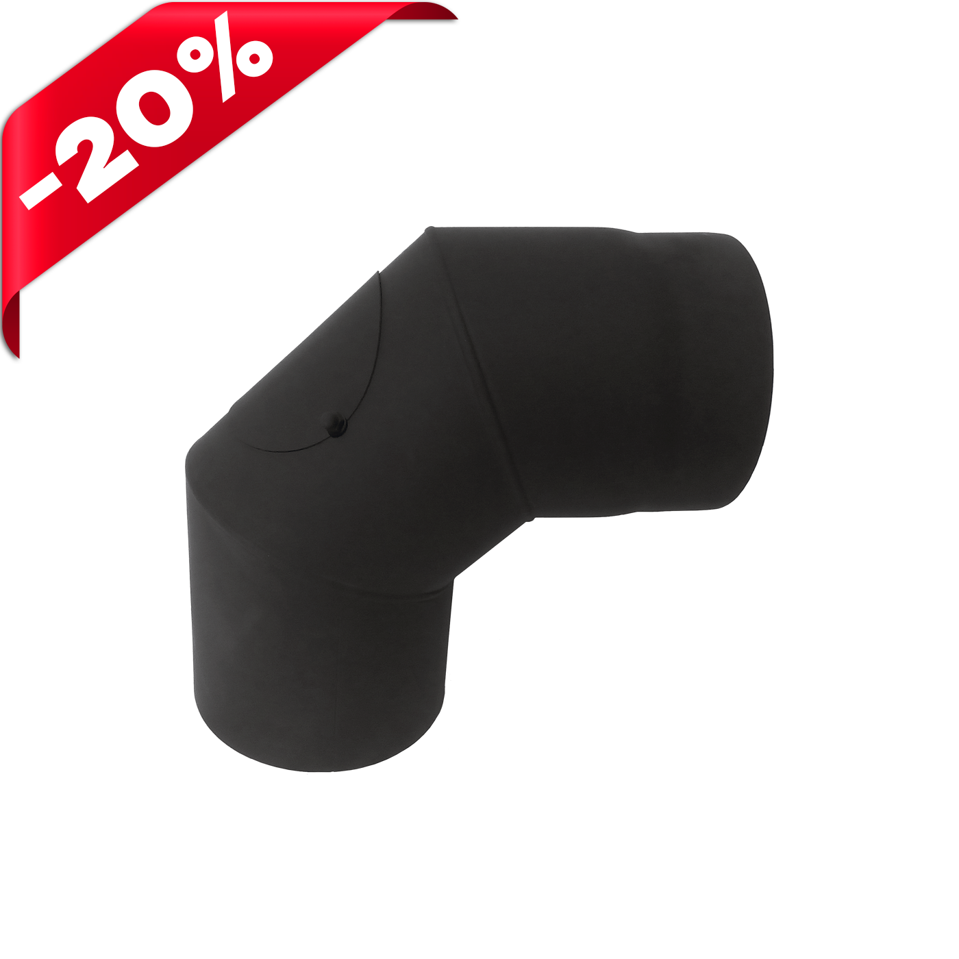 Коліно 90° з прочисткою з чорної сталі, чорна сталь + вогнестійка фарба