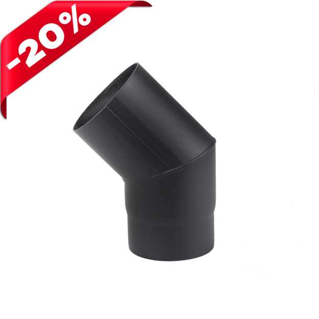 Коліно 45° з чорної сталі, чорна сталь + вогнестійка фарба