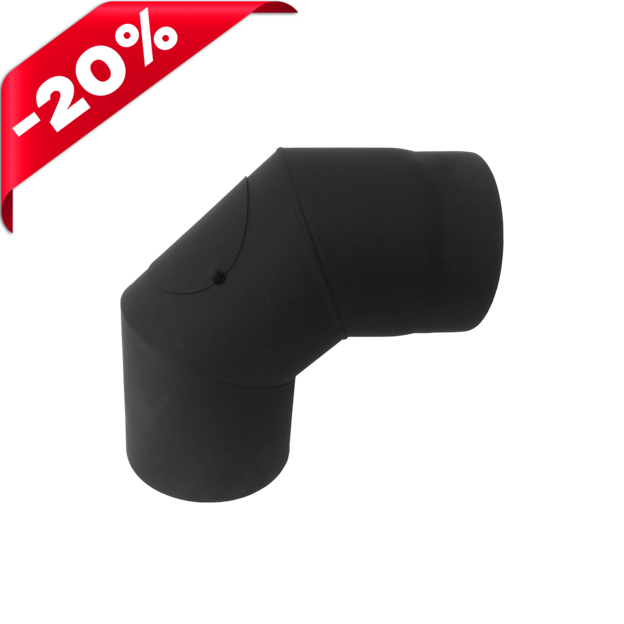 Коліно 90° з прочисткою з чорної сталі, чорна сталь + вогнестійка фарба Коліно 90° з прочисткою з чорної сталі, чорна сталь + вогнестійка фарба