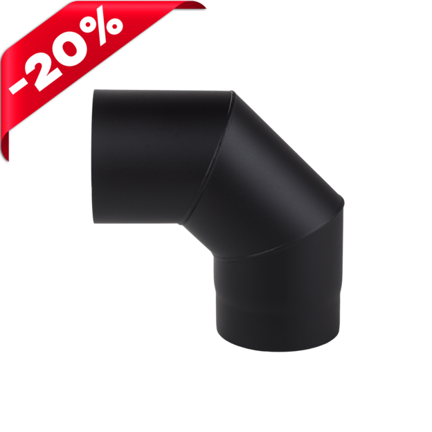 Коліно 90° з чорної сталі, чорна сталь + вогнестійка фарба